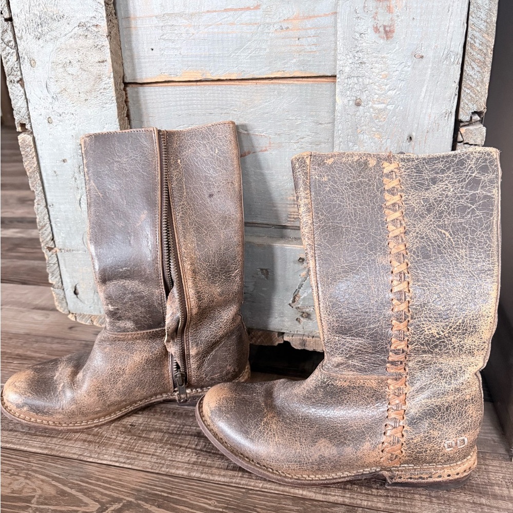 Bed Stu Brown Leather Combat Boots